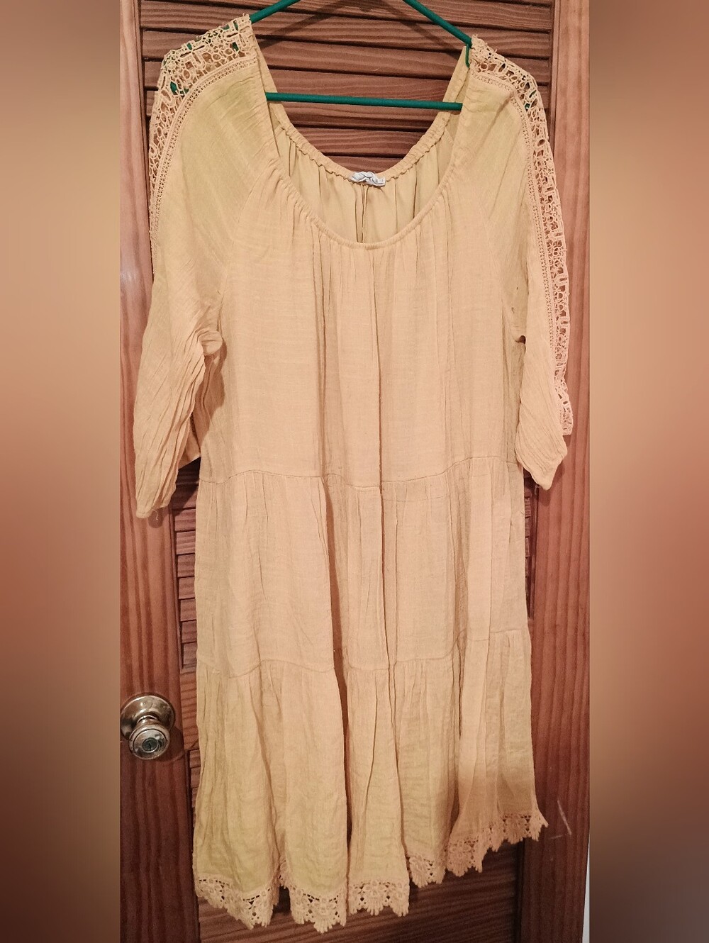 Boho Tiered Long-Sleeve Dress in Mustard Yellow